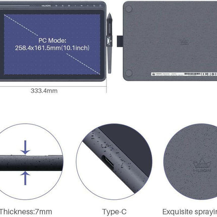 Huion HS611 10 x 6" 8192 Grafik Tablet Space Grey.