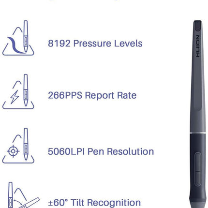 Huion HS611 10 x 6" 8192 Grafik Tablet Space Grey