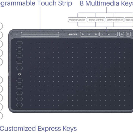 Huion HS611 10 x 6" 8192 Grafik Tablet Space Grey