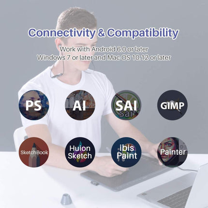 Huion HS611 10 x 6" 8192 Grafik Tablet Space Grey