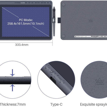 Huion HS611 10 x 6" 8192 Grafik Tablet Space Grey