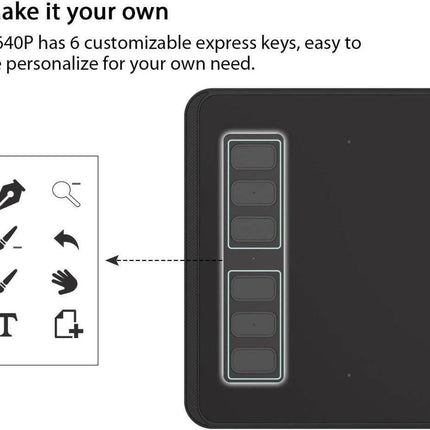 Huion Inspiroy H640P 6.3 x 3.9" Grafik Tablet.