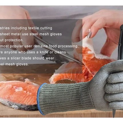 Uzun Kasap Eldiveni Kesilmez Çelik Eldiven Paslanmaz Metal Tel Hasır Örgü