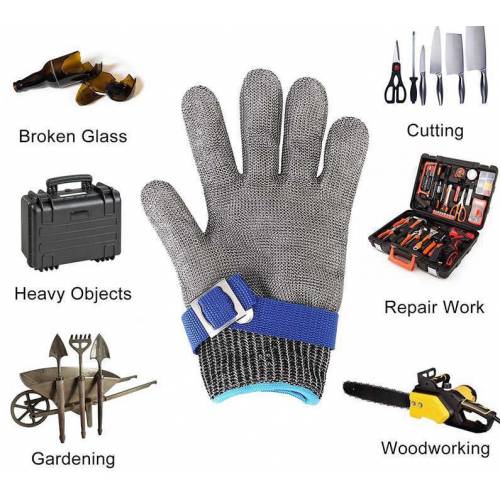 Kasap Eldiveni Kesilmez Çelik Eldiven Paslanmaz Metal Tel Hasır Örgü Kesim Güvenliği M