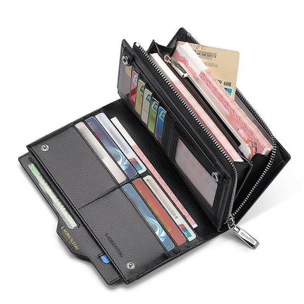 LAORENTOU BUSINESS İTALYAN DERİ-UZUN ERKEK CÜZDAN-ERKEK KARTLIK SİYAH.