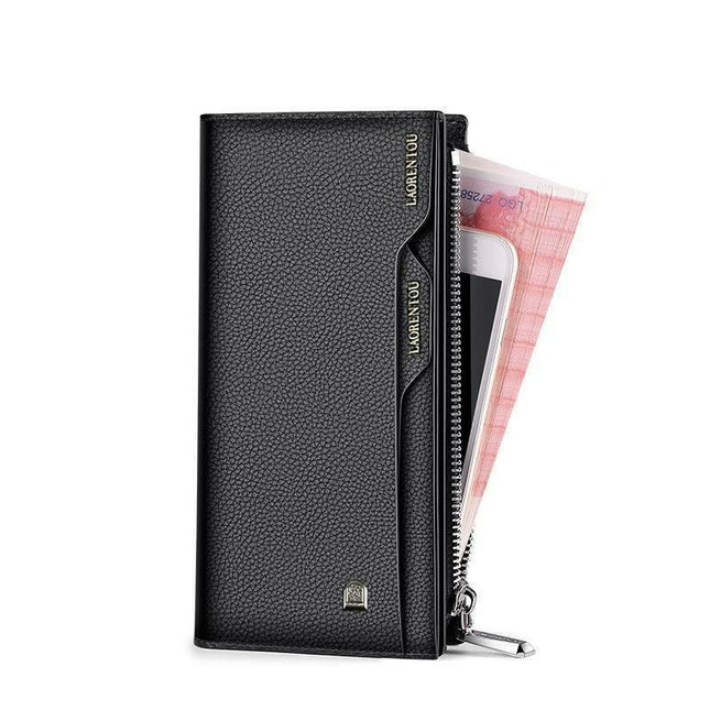 LAORENTOU BUSINESS İTALYAN DERİ-UZUN ERKEK CÜZDAN-ERKEK KARTLIK SİYAH.
