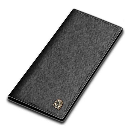 Laorentou Hakiki Deri-Uzun Erkek Cüzdan Kartlık-Klips Kilit-İç Fermuarlı Siyah.