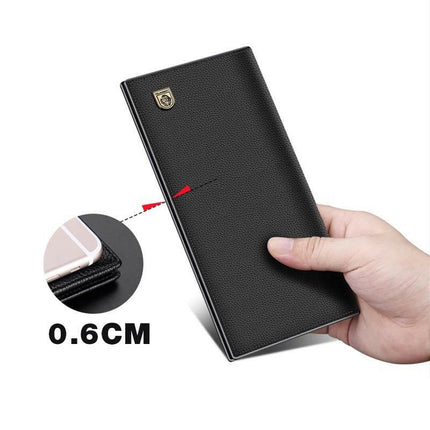 Laorentou Hakiki Deri-Uzun Erkek Cüzdan Kartlık Siyah.