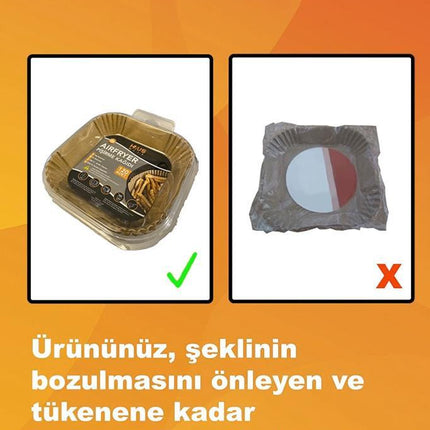 Pisirme Kagidi 50 adet Airfryer Xxl Xl Air Fryer Yagli Kagit Xiaomi Philips Tüm Markalara Uyumlu Kare