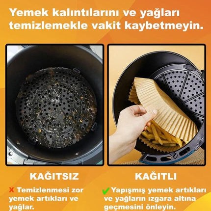 Pisirme Kagidi 100 adet Airfryer Xxl Xl Yagli Kagit Xiaomi Philips Tüm Markalara Uyumlu Yuvarlak