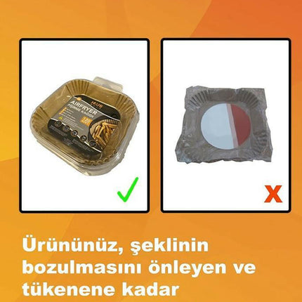 Pisirme Kagidi 100 adet Airfryer Yagli Kagit Xiaomi Philips Air Fryer Tüm Markalara Uyumlu Kare.