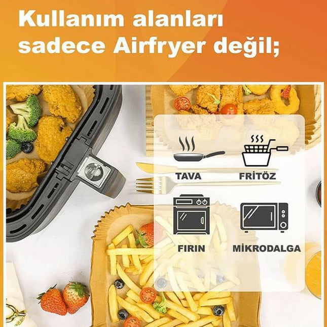 Pisirme Kagidi 100 adet Airfryer Yagli Kagit Xiaomi Philips Air Fryer Tüm Markalara Uyumlu Kare.