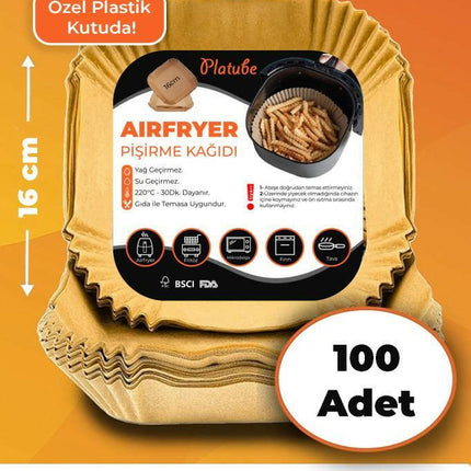 Pisirme Kagidi 100 adet Airfryer Yagli Kagit Xiaomi Philips Air Fryer Tüm Markalara Uyumlu Kare.