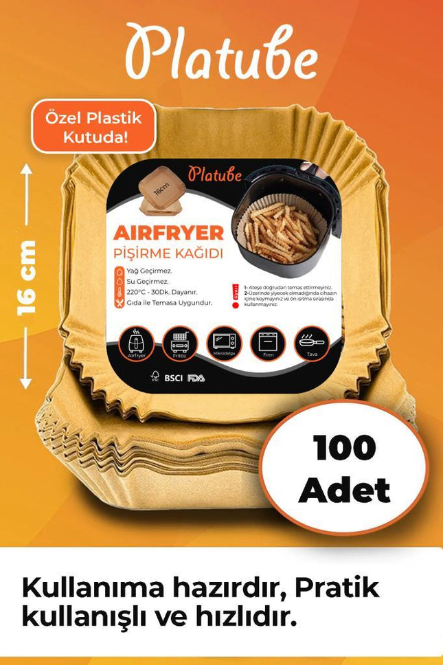 Pisirme Kagidi 100 adet Airfryer Yagli Kagit Xiaomi Philips Air Fryer Tüm Markalara Uyumlu Kare