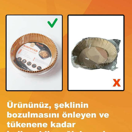 Pisirme Kagidi 50 adet Airfryer Xxl Xl Yagli Kagit Xiaomi Philips Tüm Markalara Uyumlu Yuvarlak.