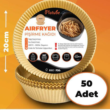Pisirme Kagidi 50 adet Airfryer Xxl Xl Yagli Kagit Xiaomi Philips Tüm Markalara Uyumlu Yuvarlak.