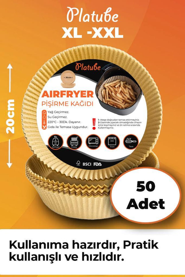Pisirme Kagidi 50 adet Airfryer Xxl Xl Yagli Kagit Xiaomi Philips Tüm Markalara Uyumlu Yuvarlak