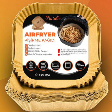 Pisirme Kagidi 50 adet Airfryer Yagli Kagit Xiaomi Philips Air Fryer Tüm Markalara Uyumlu Kare.