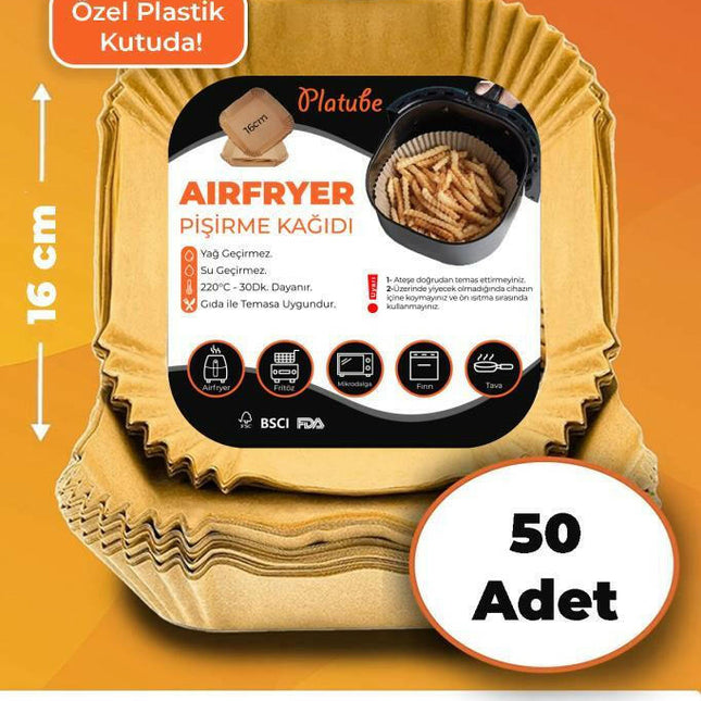Pisirme Kagidi 50 adet Airfryer Yagli Kagit Xiaomi Philips Air Fryer Tüm Markalara Uyumlu Kare.