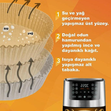 Pisirme Kagidi 50 adet Airfryer Yagli Kagit Xiaomi Philips Air Fryer Tüm Markalara Uyumlu Kare.