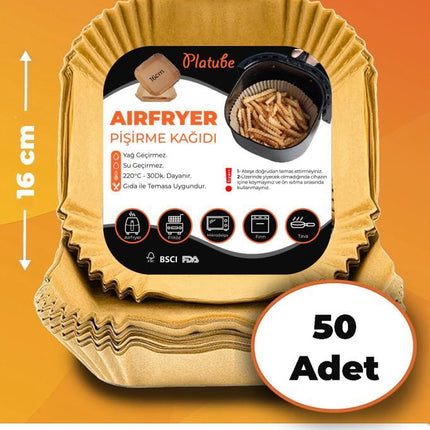 Pisirme Kagidi 50 adet Airfryer Yagli Kagit Xiaomi Philips Air Fryer Tüm Markalara Uyumlu Kare