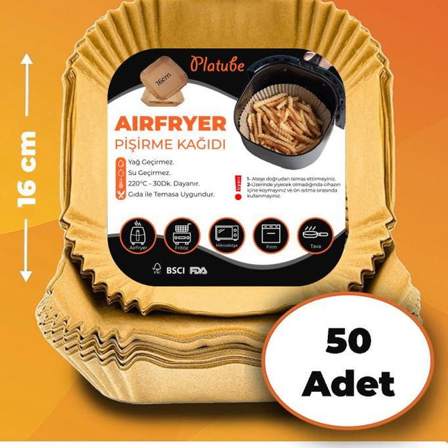 Pisirme Kagidi 50 adet Airfryer Yagli Kagit Xiaomi Philips Air Fryer Tüm Markalara Uyumlu Kare