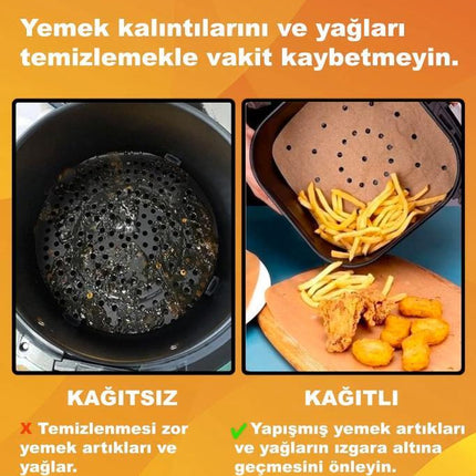 Pisirme Kagidi 50 adet Kare Delikli Airfryer Yagli Kagit Xiaomi Philips Tüm Markalara Uyumlu