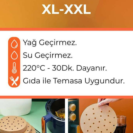 Pisirme Kagidi 50 adet Yuvarlak Delikli Airfryer Yagli Kagit Xiaomi Philips Tüm Markalara Uyumlu.
