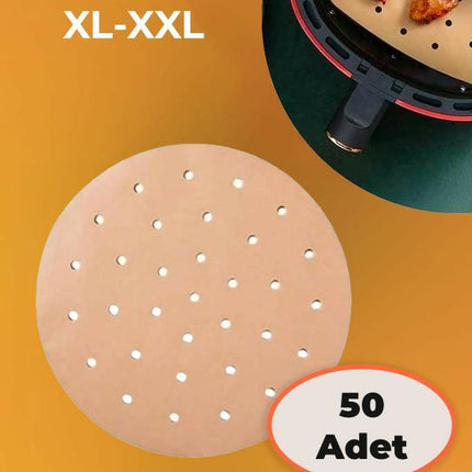 Pisirme Kagidi 50 adet Yuvarlak Delikli Airfryer Yagli Kagit Xiaomi Philips Tüm Markalara Uyumlu.