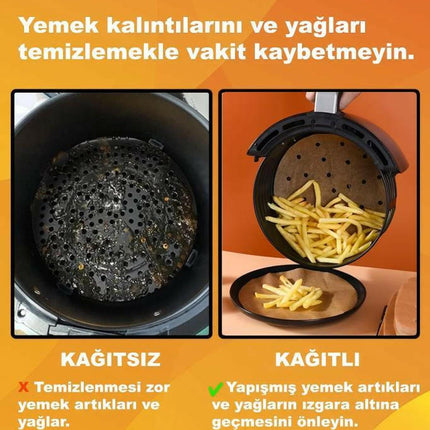 Pisirme Kagidi 50 adet Yuvarlak Delikli Airfryer Yagli Kagit Xiaomi Philips Tüm Markalara Uyumlu.