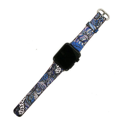 Çiçek Desenli Apple Watch 7 6 5 4 3 42-44 Mm Kordon Kayış Sk06