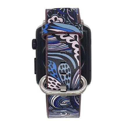 Çiçek Desenli Apple Watch 7 6 5 4 3 42-44 Mm Kordon Kayış Sk06