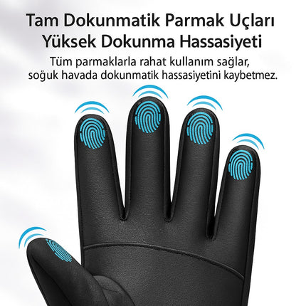 Su Geçirmez Kış Eldiveni 10 Parmak Dokunmatik, Kaymaz Avuç İçi, Soğuk Rüzgar Geçirmez Kayak Motosiklet Eldiveni Erkek Kadın