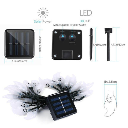 Solar 30Led Ampül 8 Mod 4Mt Güneş Enerjili Dış Bahçe Aydınlatma Dekorasyon Haloween Beyaz Işık