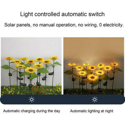 2'li Peyzaj Lamba Ayçiçeği Desen Parti Dekor Plastik Villa Topluluk Dekorasyon Bahçe Işıkları Açık.