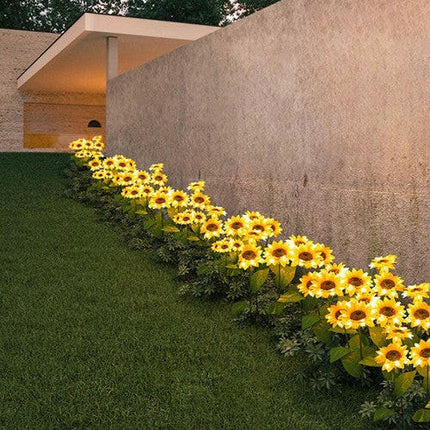 2'li Peyzaj Lamba Ayçiçeği Desen Parti Dekor Plastik Villa Topluluk Dekorasyon Bahçe Işıkları Açık.