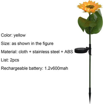 2'li Peyzaj Lamba Ayçiçeği Desen Parti Dekor Plastik Villa Topluluk Dekorasyon Bahçe Işıkları Açık.