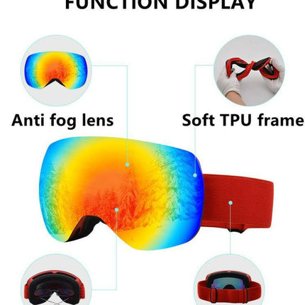 UV400 Korumalı Anti-Sis Çift Katman Orange Lens Snowboard Kayak Gözlüğü.