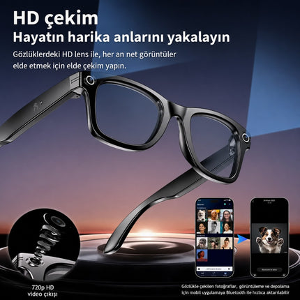 W610 AI Akıllı Kamera Gözlüğü 4K WiFi Bluetooth 5.3 | Sony 8MP Kamera, GPT Destekli Sesli Asistan, Fotoğraf & Video Çekimi