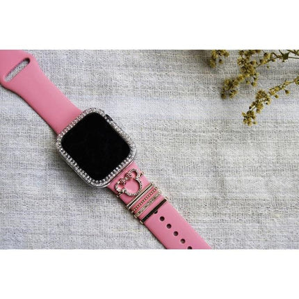 Watch Uyumlu Minnie Figürlü Zirkon Taşlı Saat Kordon Charm Aksesuar Gold Renk