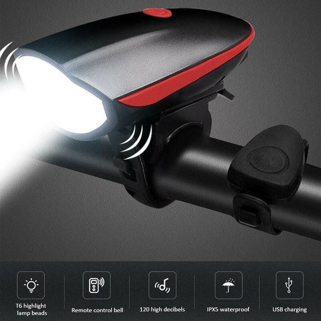 XML-T6 LED 1200 Mah Su Geçirmez Far Kornalı Bisiklet Feneri.