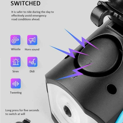 XML-T6 LED 1200 Mah Su Geçirmez Far Kornalı Bisiklet Feneri.