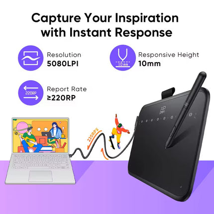 XP-Pen Deco 640 Grafik Tablet 16K 8 Tuş 60° Eğim OSU Android/Windows/Mac