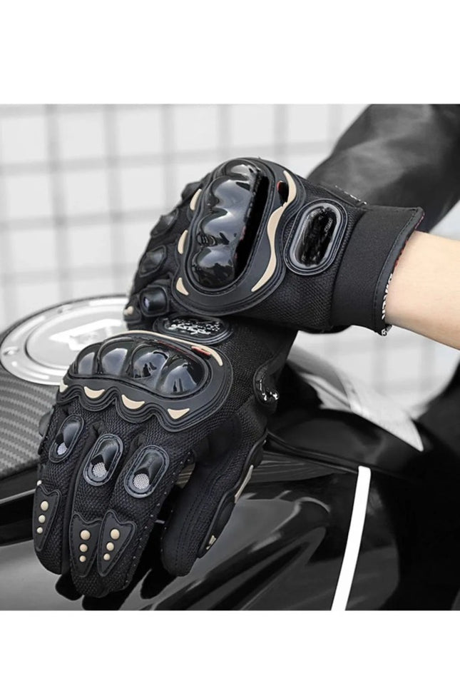 Motosiklet Eldiveni Avuç Içi Korumalı Dokunmatik Uzun Siyah Motor Eldiven Kemik Motorcu Eldiveni